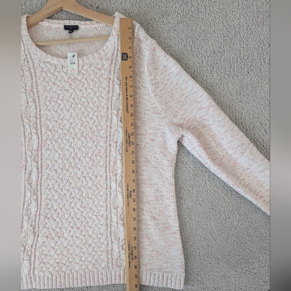 TALBOTS Cable Knit Pink Speckled Sweater Round Neckline Long Sleeve Plus Sz 2X - Picture 8 of 8
